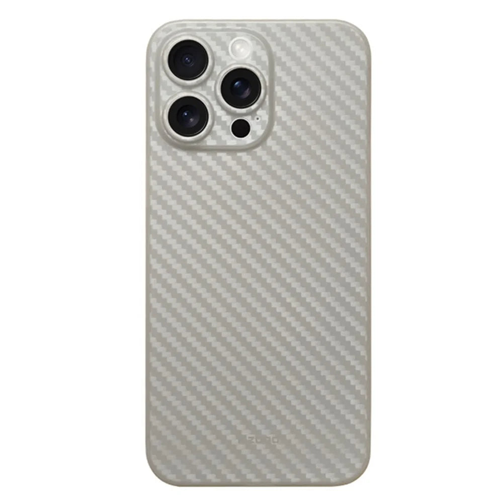 KZDOO For iPhone 15 Pro Case Carbon Fiber Texture PP Cell Phone Back Cover - Titanium Grey - 1