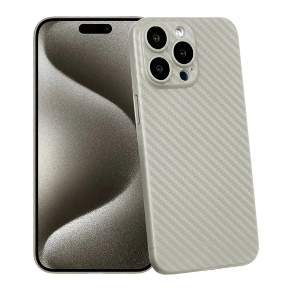 KZDOO For iPhone 15 Pro Case Carbon Fiber Texture PP Cell Phone Back Cover - Titanium Grey - 2