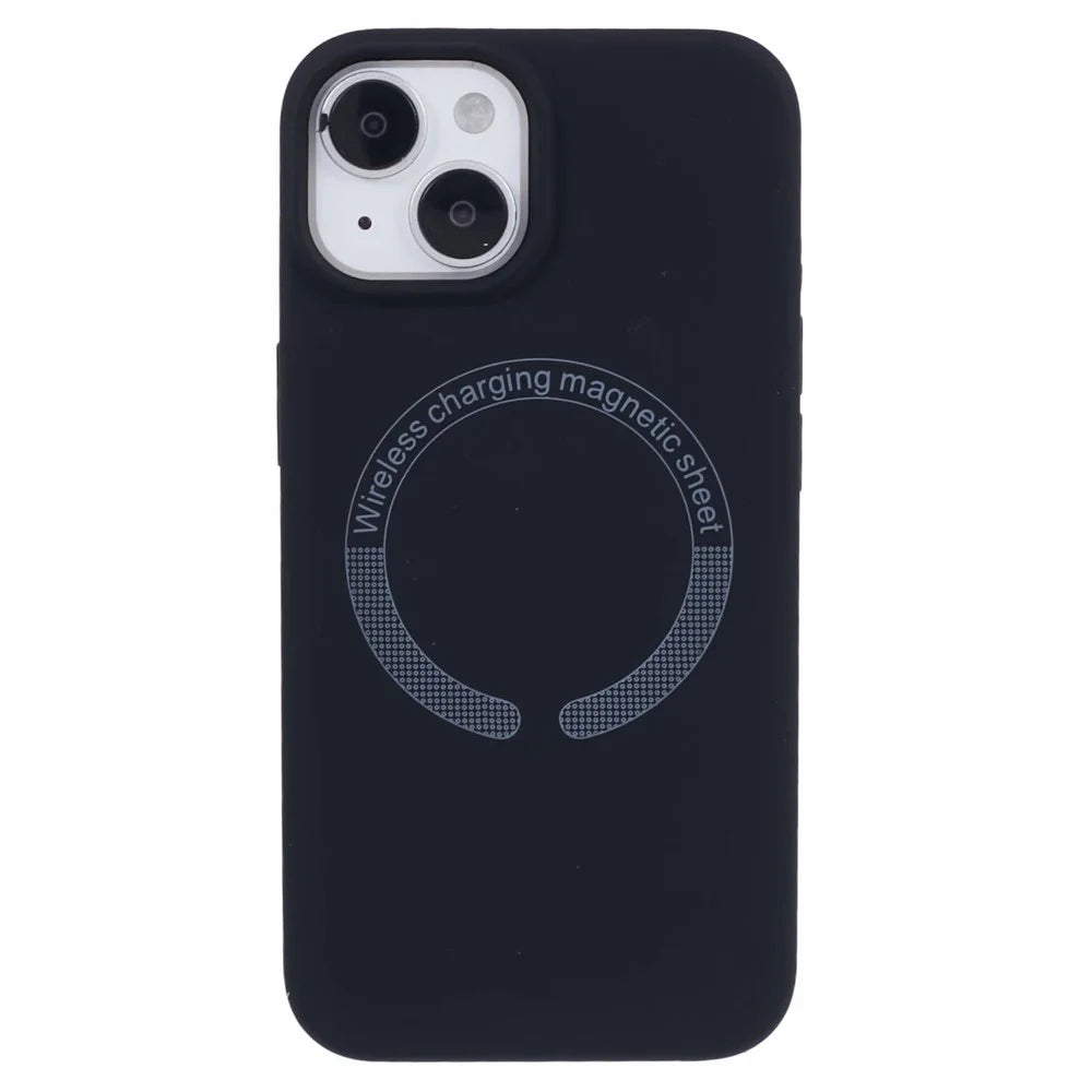 BJT Series For iPhone 14 Magnetic Phone Case TPU+Silicone Fabric Lining Back Cover - Black - 3