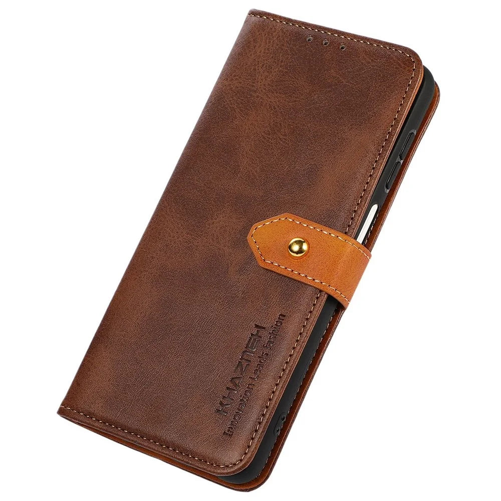 KHAZNEH For OnePlus Ace 3 5G / 12R 5G Case PU Leather Shockproof TPU Shell Folio Cover - Brown - 5