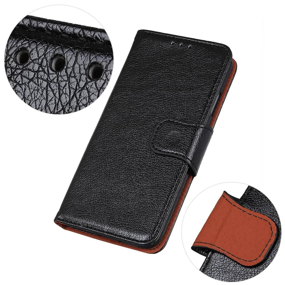 For OnePlus Ace 3 5G / 12R 5G Case Split Leather Flip Phone Cover Card Holder Slots - Black - 5