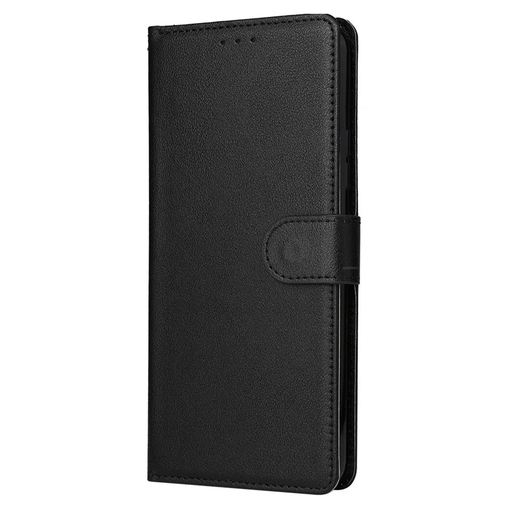 Cell Phone Case for iPhone 15 Wallet PU Leather Stand Mobile Phone Shell - Black - 5