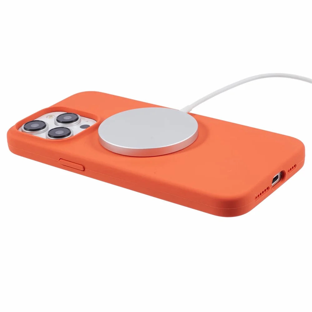 BJT Series For iPhone 13 Pro Max 6.7 inch Magnetic Phone Case TPU+Silicone Drop-resistant Back Shell - Orange - 4