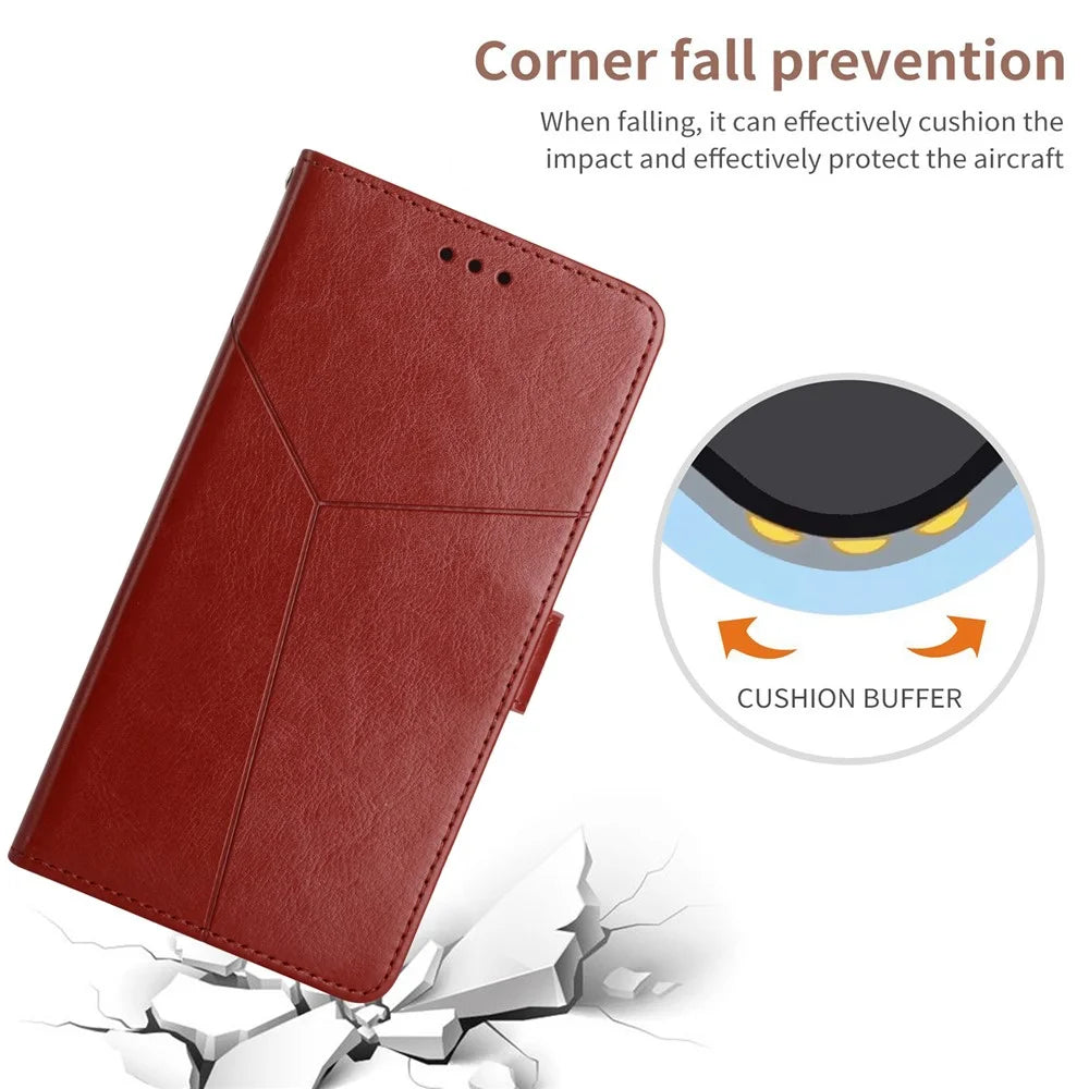 For Google Pixel 10 Pro XL / 9 Pro XL Case with Wrist Strap Y Shaped Lines Imprint Leather Phone Cover - Brown - 4