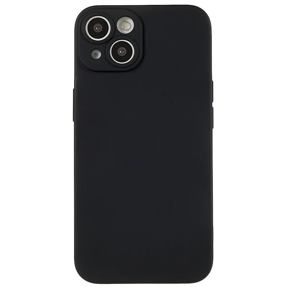 For iPhone 15 Cell Phone Case Solid Color Anti-scratch 2.0mm TPU Protection Cover - Black - 1