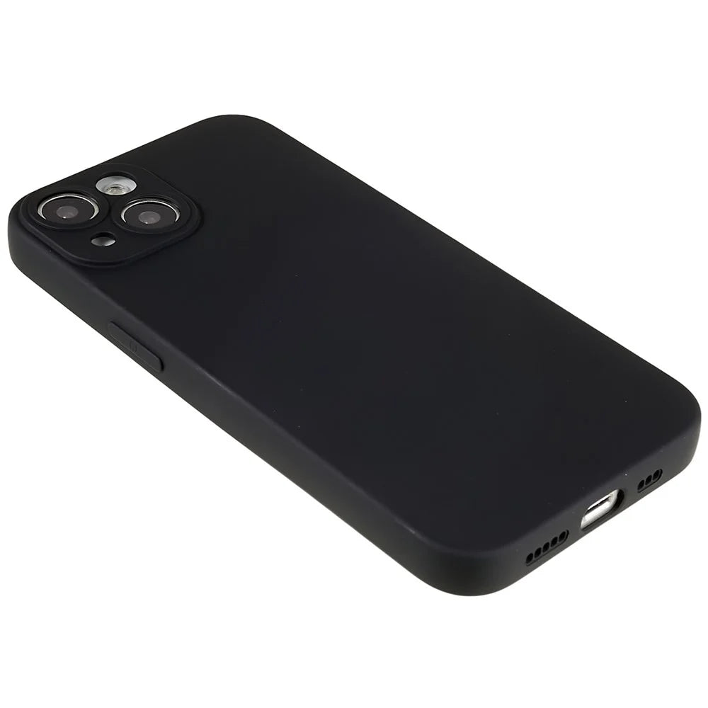 For iPhone 15 Cell Phone Case Solid Color Anti-scratch 2.0mm TPU Protection Cover - Black - 5