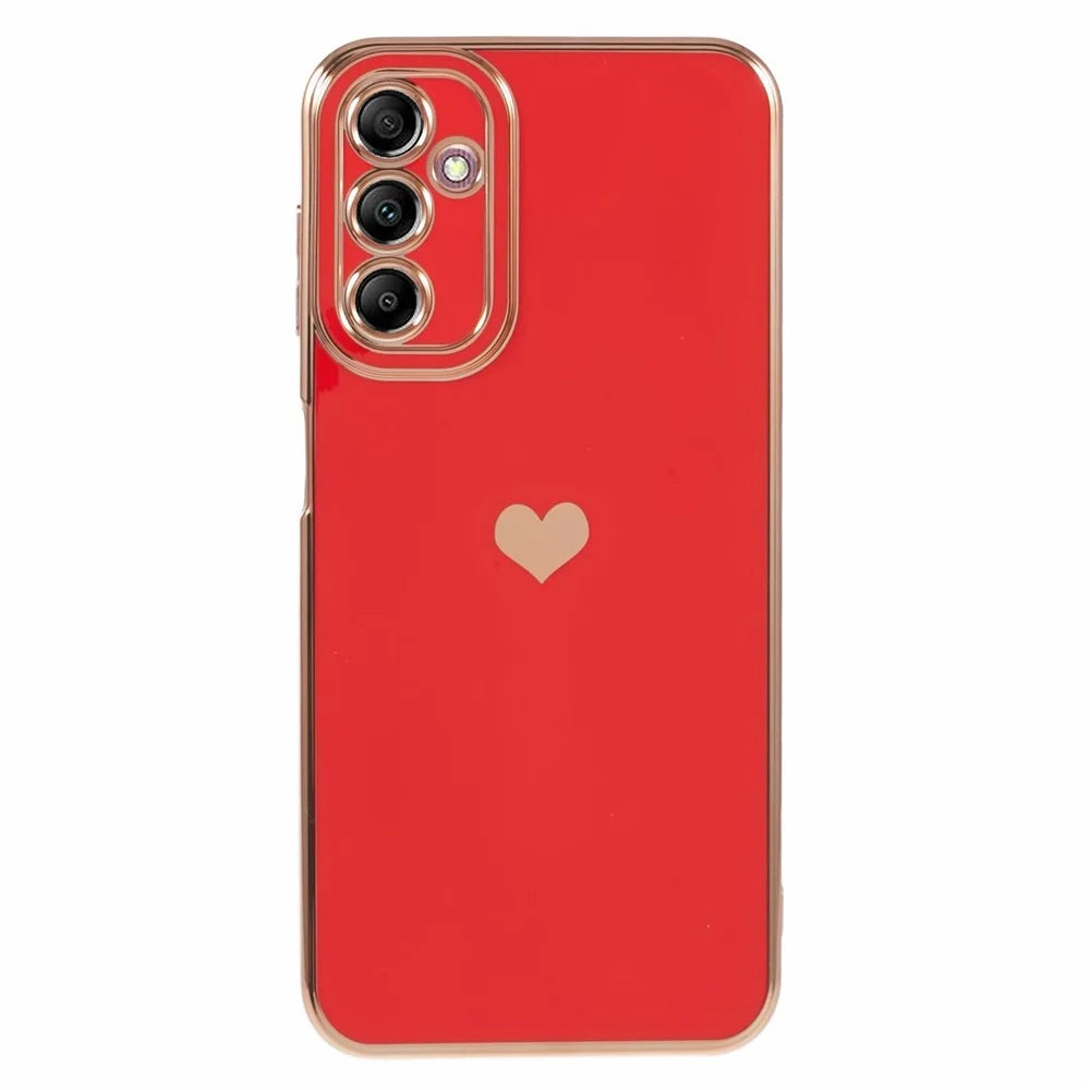 For Samsung Galaxy A14 5G / A14 4G TPU Case 6D Electroplating Love Heart Slim Phone Cover - Red - 1