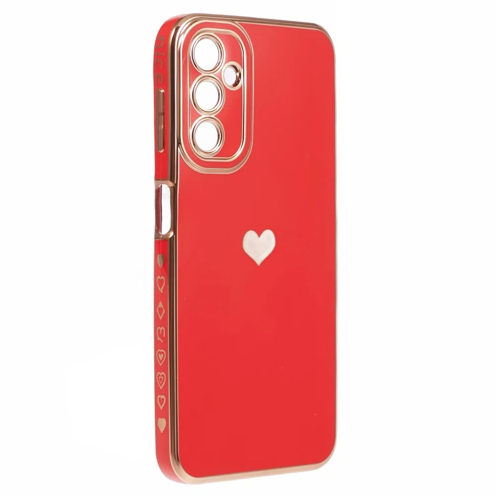 For Samsung Galaxy A14 5G / A14 4G TPU Case 6D Electroplating Love Heart Slim Phone Cover - Red - 3