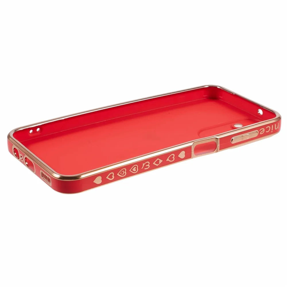 For Samsung Galaxy A14 5G / A14 4G TPU Case 6D Electroplating Love Heart Slim Phone Cover - Red - 4