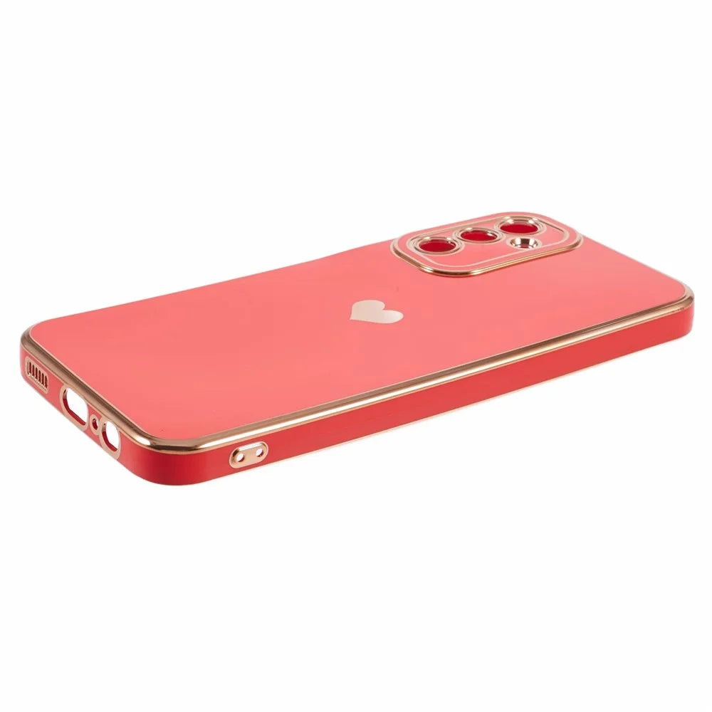 For Samsung Galaxy A14 5G / A14 4G TPU Case 6D Electroplating Love Heart Slim Phone Cover - Red - 5