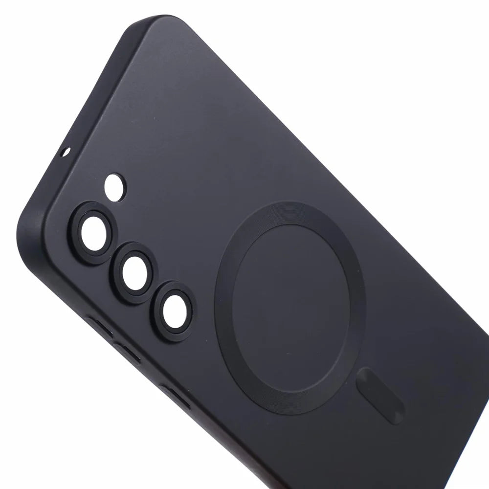 For Samsung Galaxy S22+ 5G Shockproof Case Magnetic Case Rubberized TPU Phone Cover with Lens Film - Black - 7