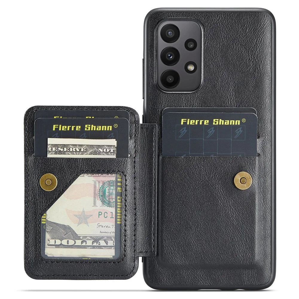 For Samsung Galaxy A72 4G / 5G Case PU Leather+TPU Kickstand Phone Cover RFID Blocking - Black - 2
