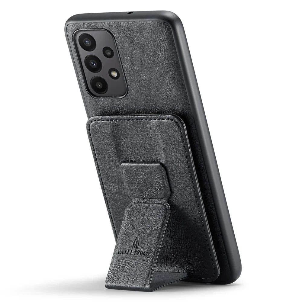 For Samsung Galaxy A72 4G / 5G Case PU Leather+TPU Kickstand Phone Cover RFID Blocking - Black - 3