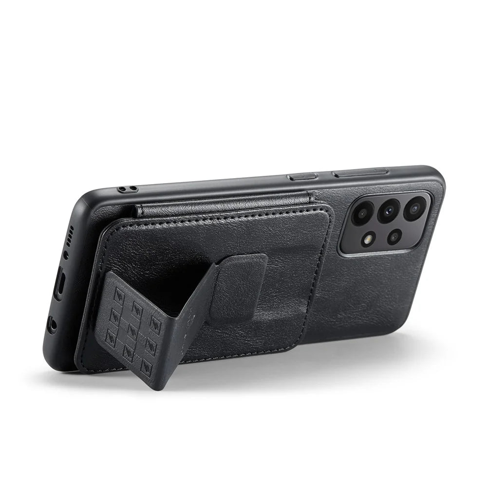For Samsung Galaxy A72 4G / 5G Case PU Leather+TPU Kickstand Phone Cover RFID Blocking - Black - 4