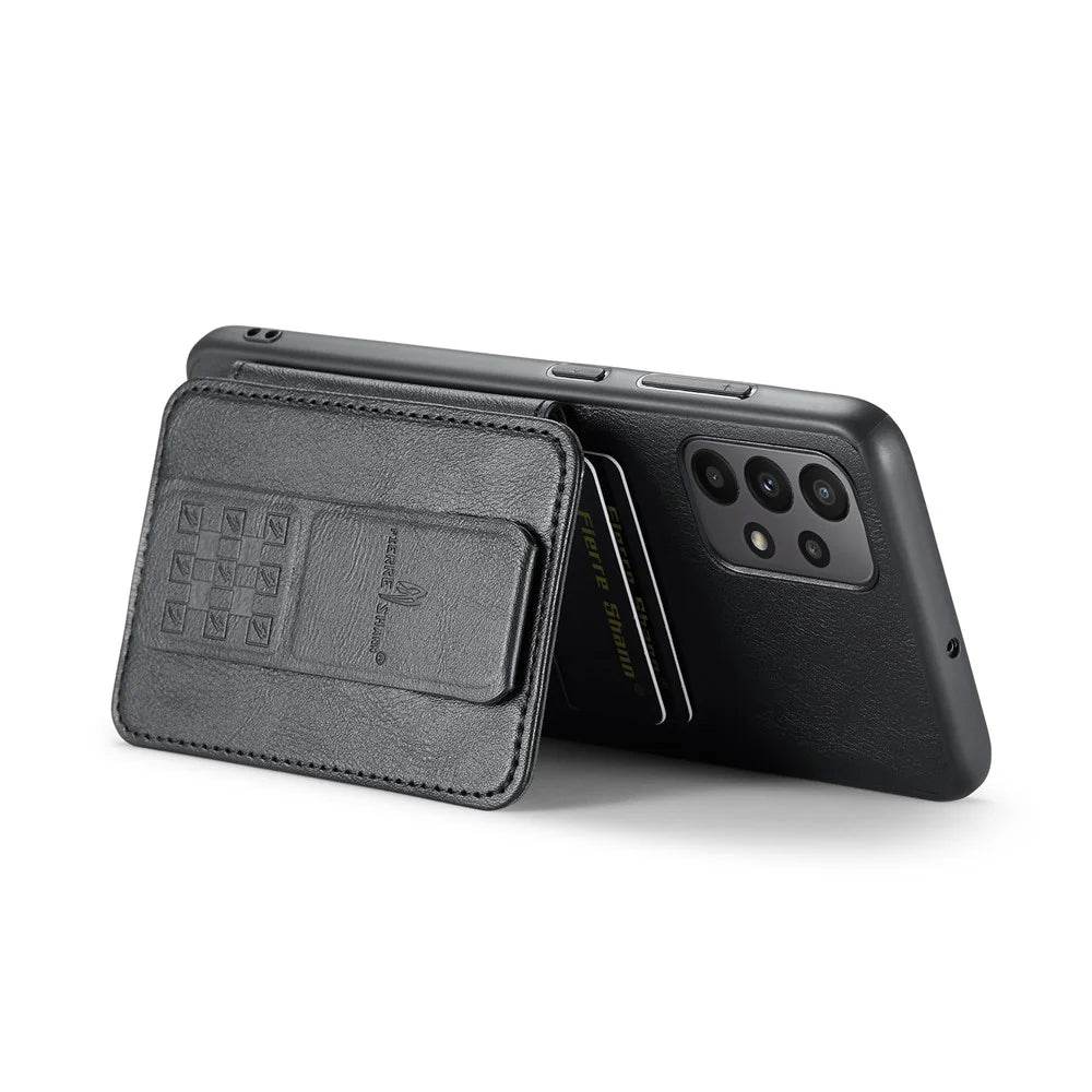For Samsung Galaxy A72 4G / 5G Case PU Leather+TPU Kickstand Phone Cover RFID Blocking - Black - 5