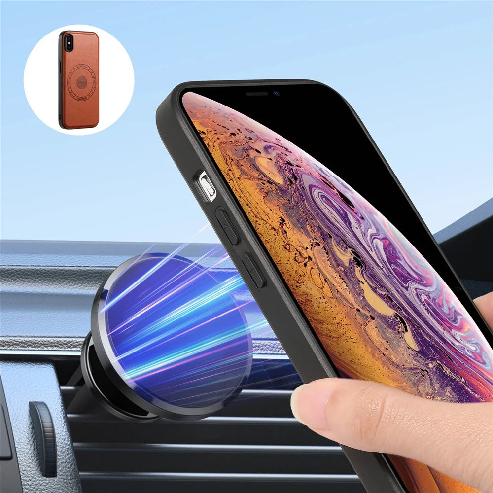 DENIOR For iPhone XR 6.1 inch Case Magnetic PU Leather+PC+TPU Detachable Card Holder Phone Cover - Brown - 7