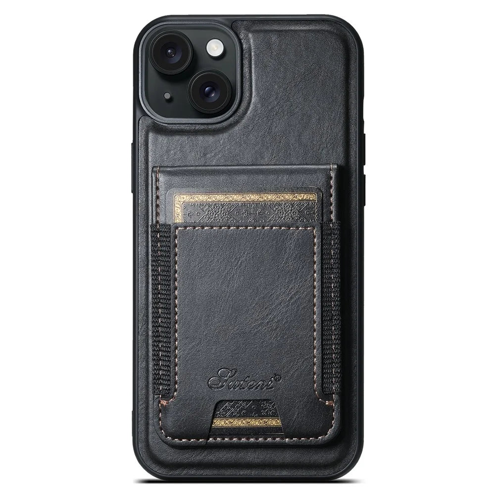 SUTENI H17 For iPhone 14 Case Compatible with MagSafe Detachable Card Holder Kickstand Phone Cover - Black - 2