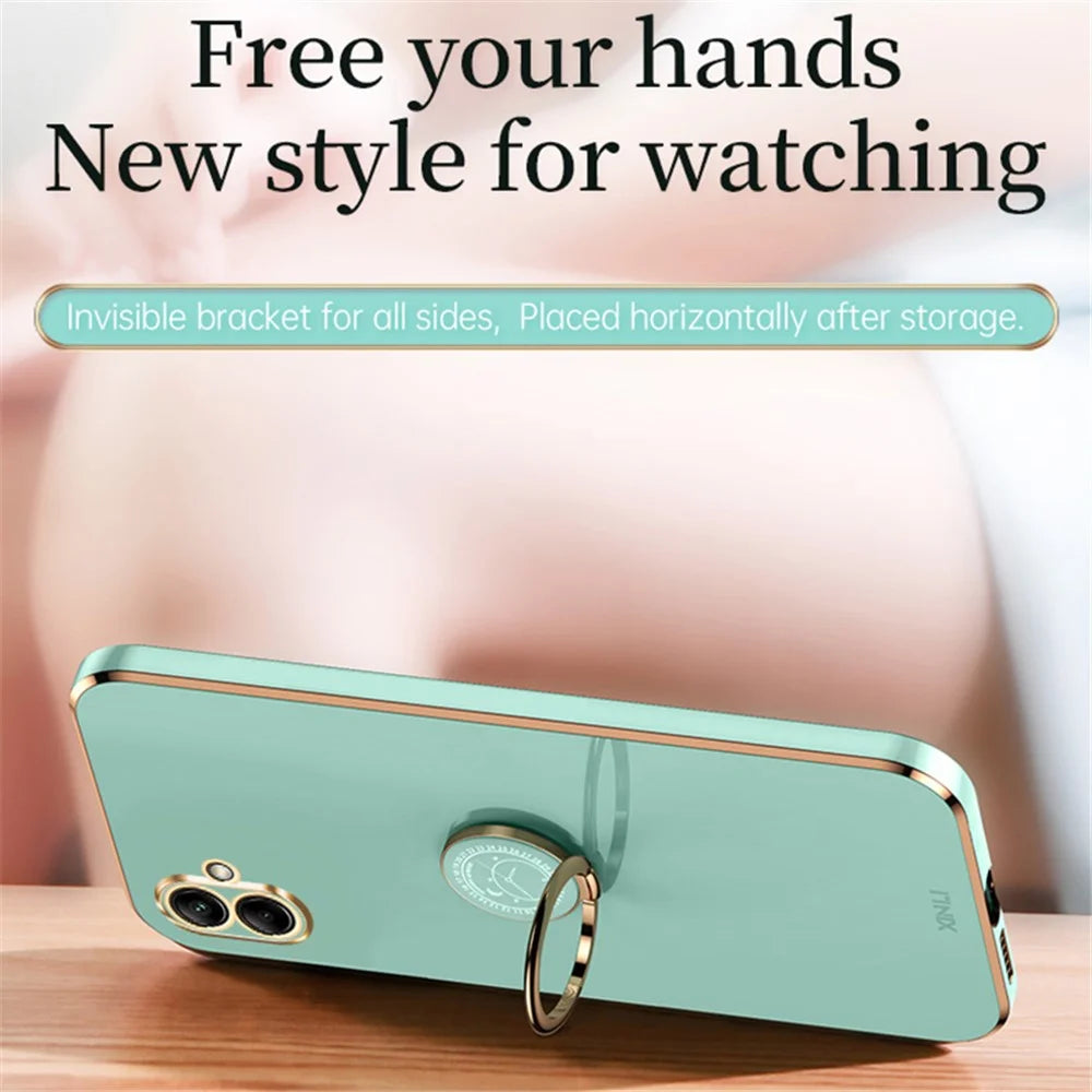 XINLI For Samsung Galaxy A04e 4G / F04 4G / M04 4G Case Kickstand Electroplated TPU Cover - Cyan - 2