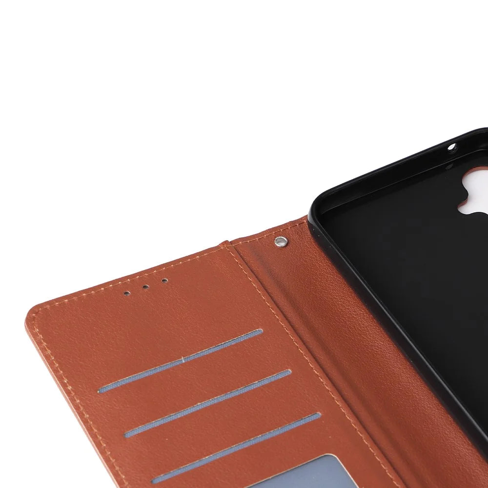 For Samsung Galaxy S23 FE Case Card Slots PU Leather Flip Wallet Cover - Brown - 6