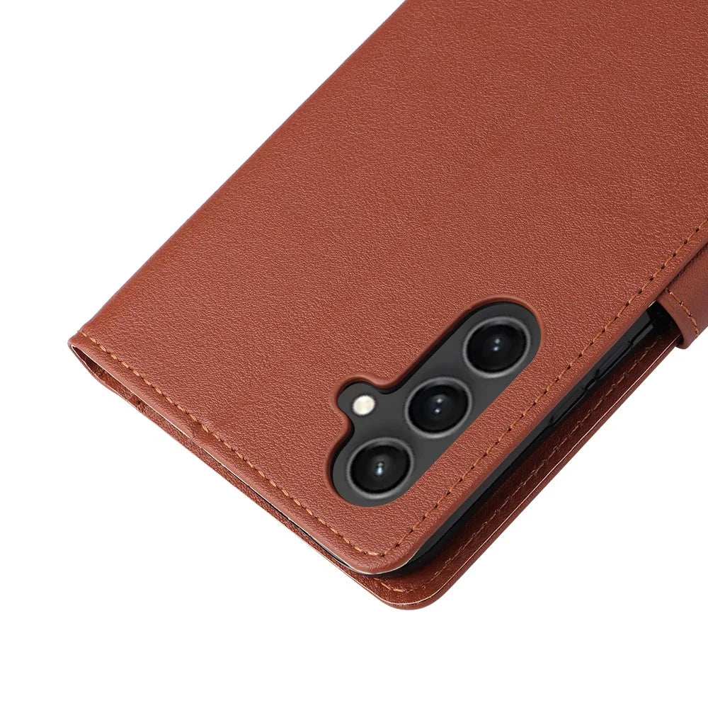 For Samsung Galaxy S23 FE Case Card Slots PU Leather Flip Wallet Cover - Brown - 7