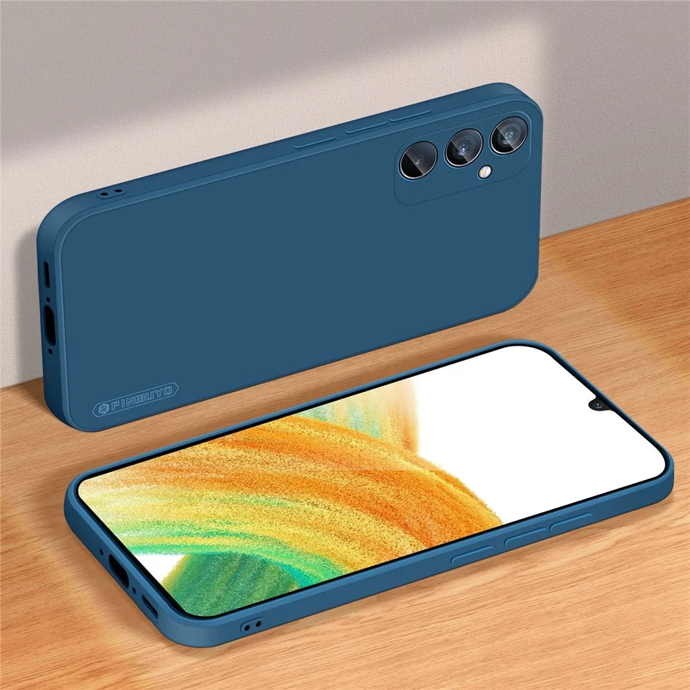 PINWUYO JK Touching Series For Samsung Galaxy A55 5G Case Anti-Drop Soft TPU Phone Cover - Navy Blue - 2