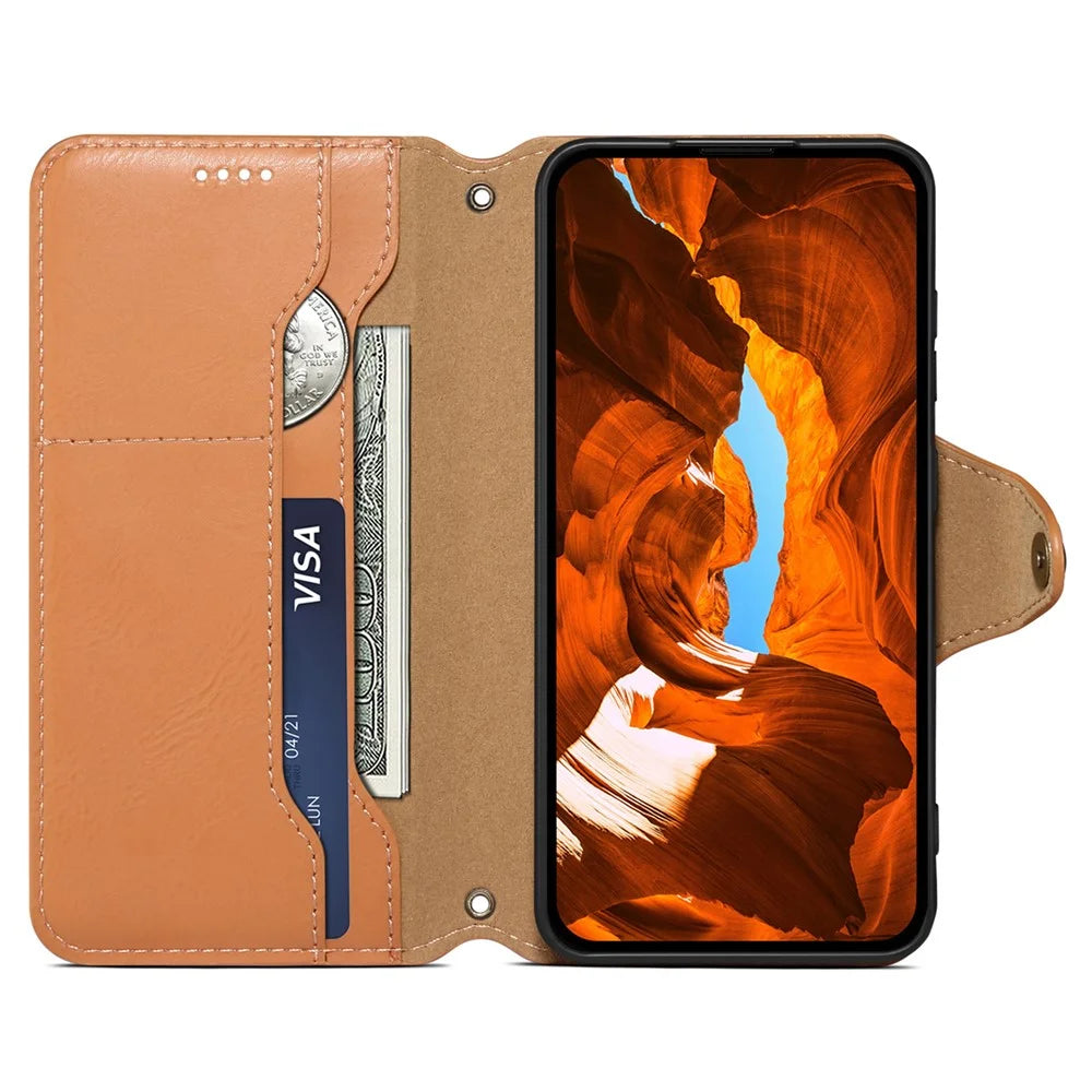 DENIOR For iPhone X / XS 5.8 inch Case Card Slots Cowhide Texture Phone Cover - Khaki - 2
