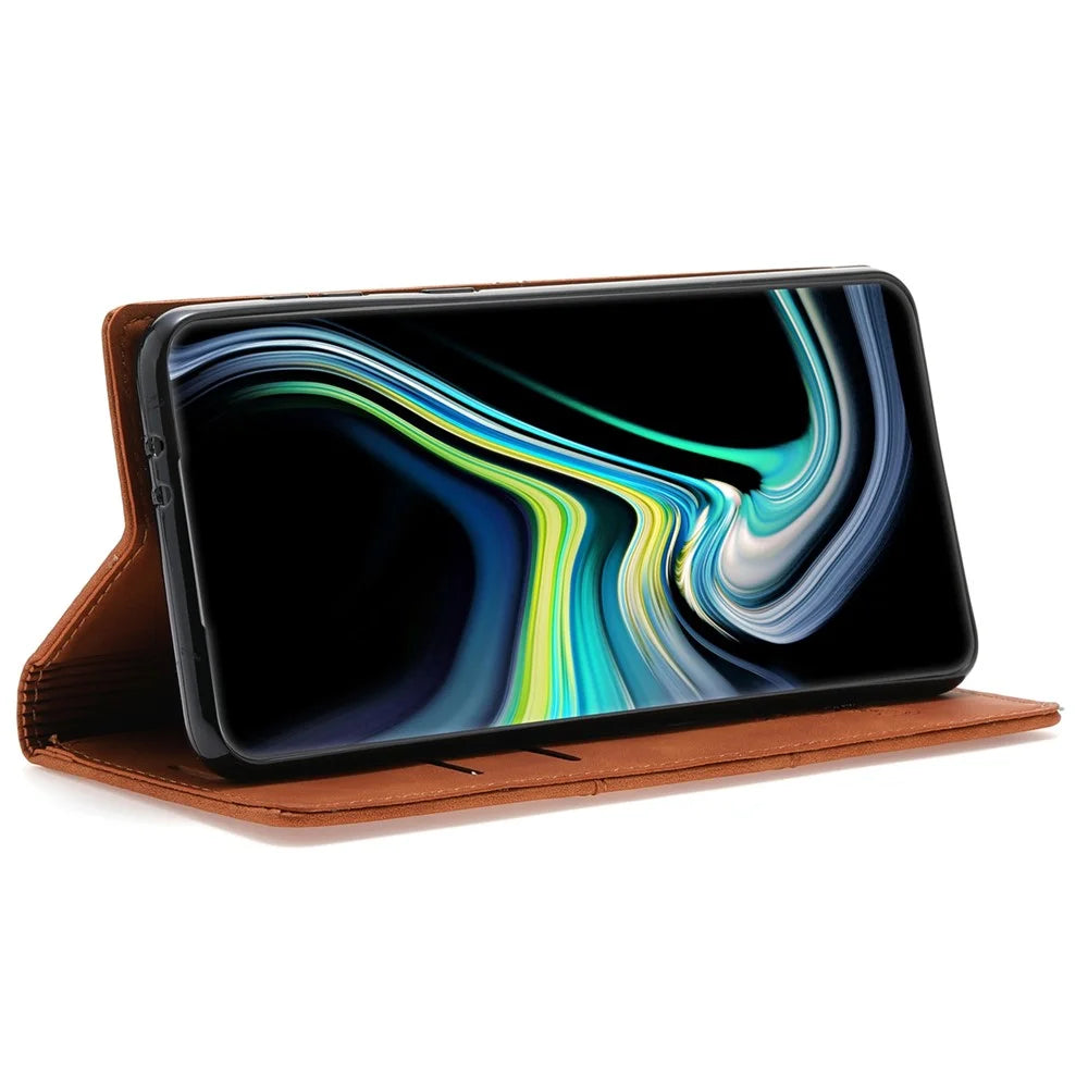 For Samsung Galaxy A25 5G (Global) (161.0 x 76.5 x 8.3mm) Case Leather Wallet Cover Magnetic Closing - Brown - 3