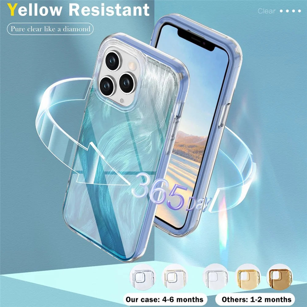 For iPhone 11 Pro Max PC+TPU Case Gradient Feather Pattern Drop-proof Back Cover - Blue - 5
