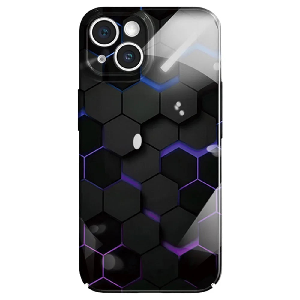 For iPhone 13 mini 5.4 inch Cell Phone Case Scratch-proof PC Honeycomb Pattern Cover - Black - 1