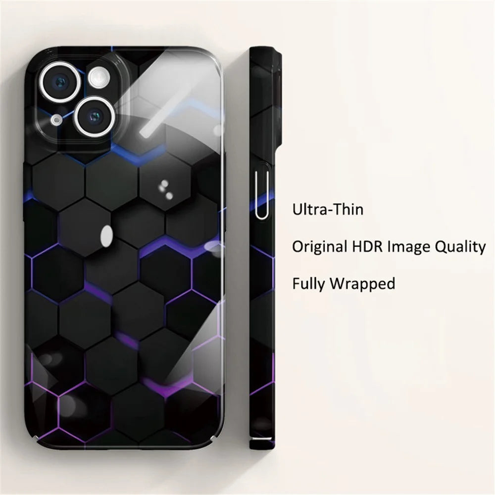 For iPhone 13 mini 5.4 inch Cell Phone Case Scratch-proof PC Honeycomb Pattern Cover - Black - 2