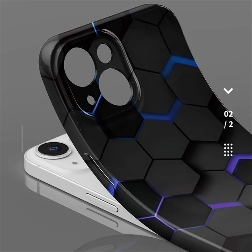 For iPhone 13 mini 5.4 inch Cell Phone Case Scratch-proof PC Honeycomb Pattern Cover - Black - 3