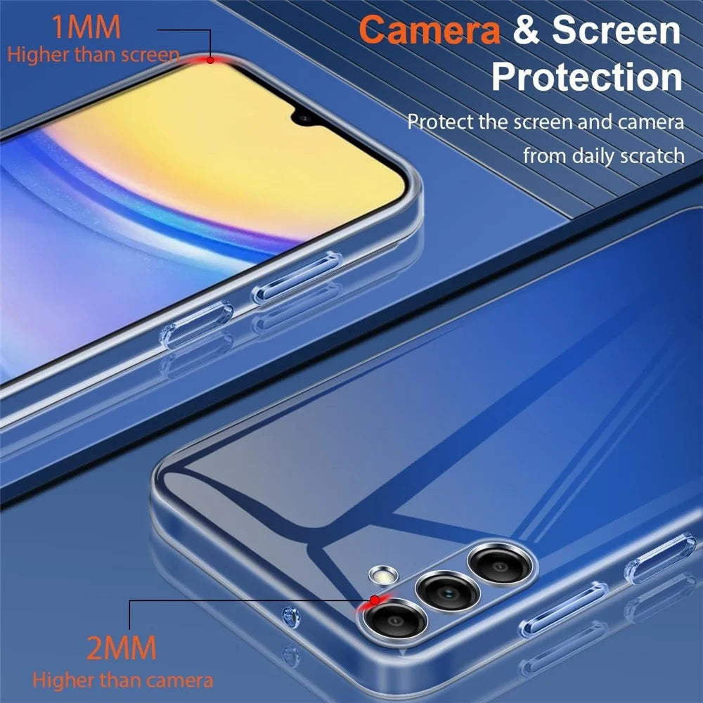 For Samsung Galaxy A24 4G (162.1 x 77.6 x 8.3mm) Case TPU Transparent Phone Cover with 2PCS Tempered Glass Film - 6