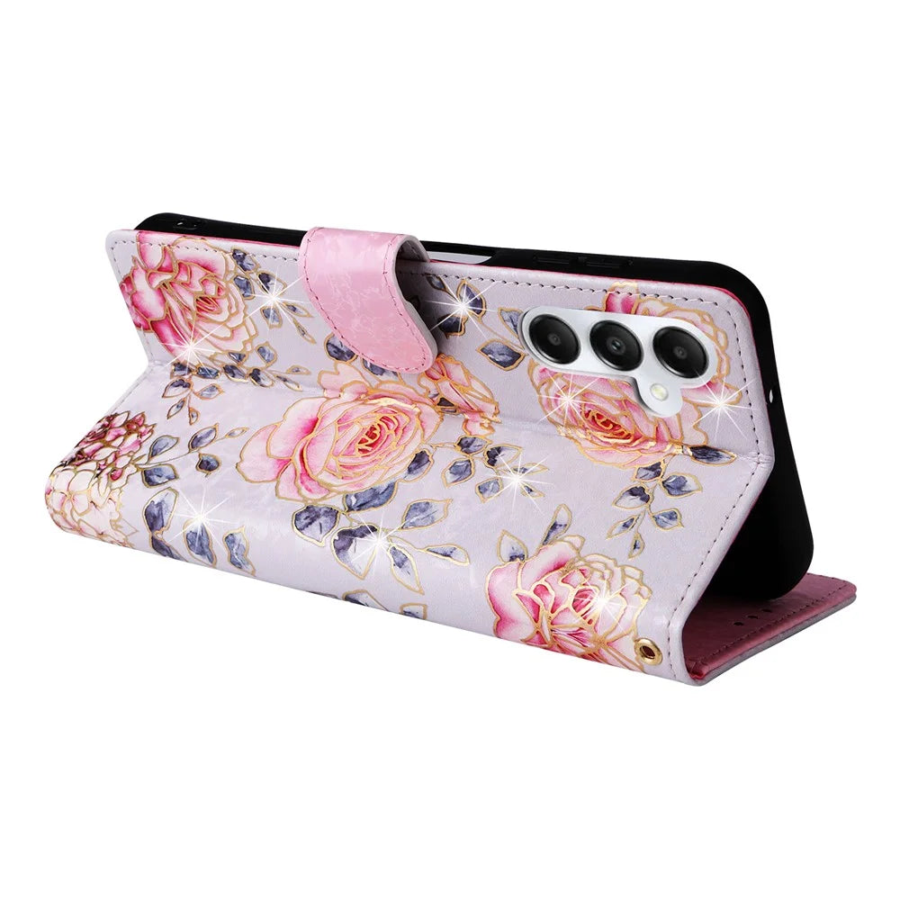 For Samsung Galaxy A05s 4G Case Floral Aesthetic RFID Blocking Leather Phone Cover - Rose Flower - 4