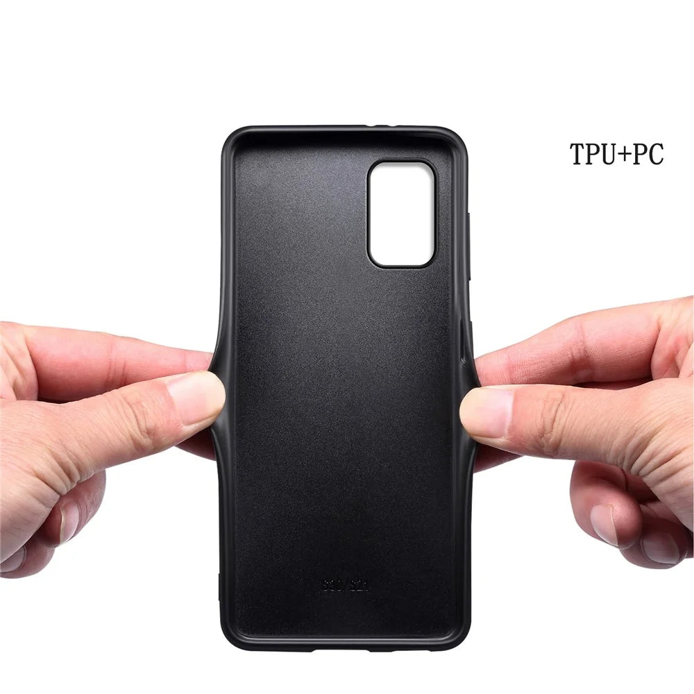 For Samsung Galaxy A31 Shockproof Case Crocodile Textured Leather Hybrid Slim Phone Case - Black - 3