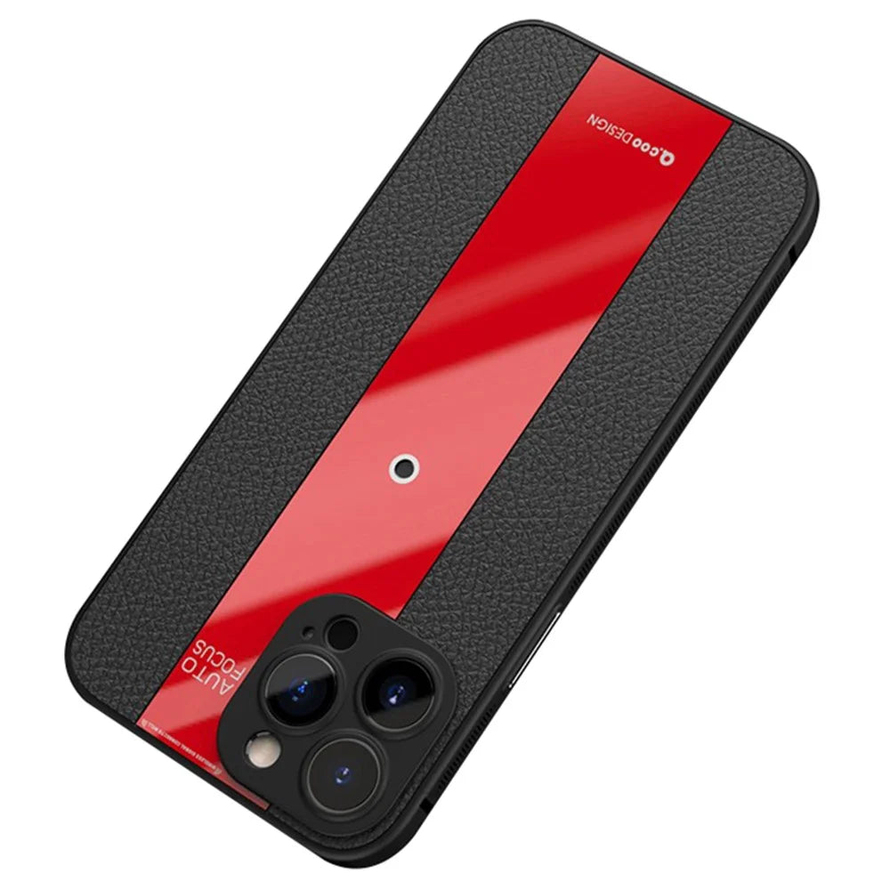 Q.COO For iPhone 13 Pro Max 6.7 inch Case PU Leather+TPU+Acrylic Drop-proof Smartphone Cover - Red - 1