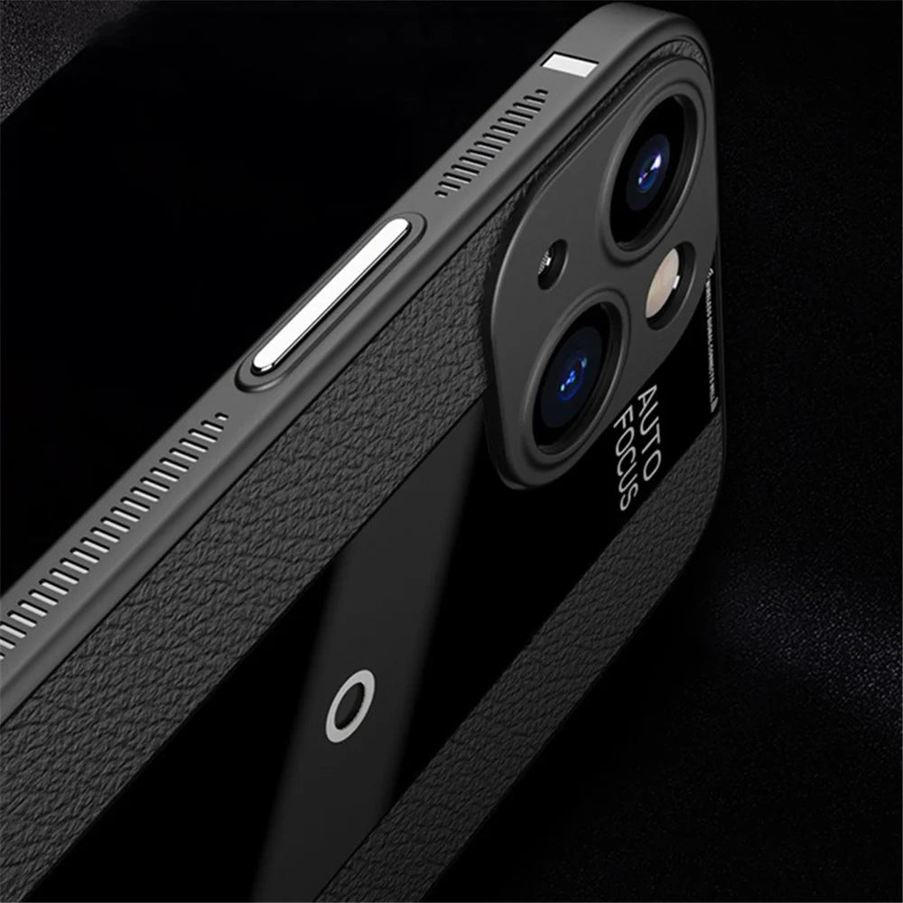 Q.COO For iPhone 13 Drop Protection Phone Cover PU Leather+TPU+Acrylic Phone Case - Black - 5