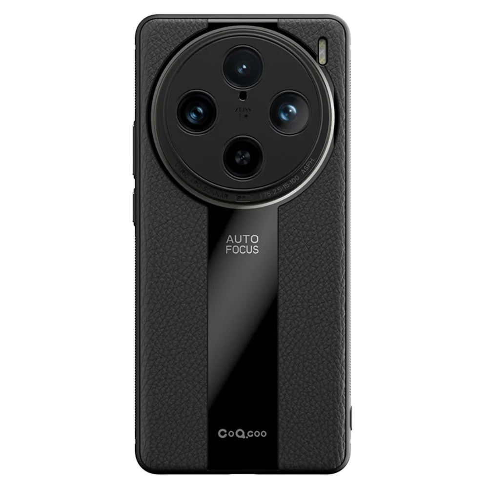 Q.COO For vivo X100 5G Case PU Leather+TPU+Acrylic Scratch-resistant Back Phone Cover - Black - 1