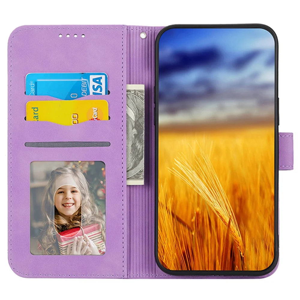 DIERFENG DF-03 for Samsung Galaxy Xcover7 Cases Imprinted Wallet Stand Mobile Leather Case - Purple - 2