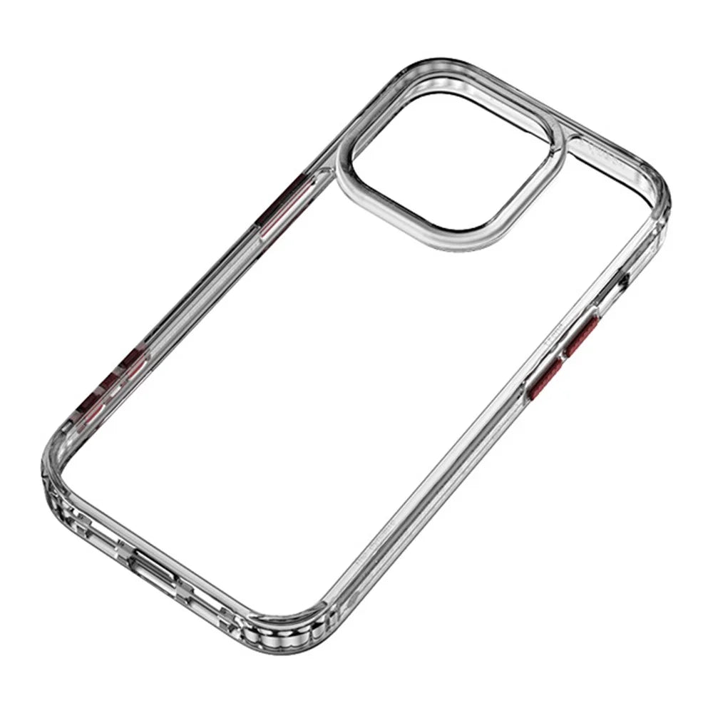 Q.COO Crystal Series for iPhone 13 Pro Max Case Anti-Scratch Hard PC + Soft TPU Phone Cover - Transparent Black - 1
