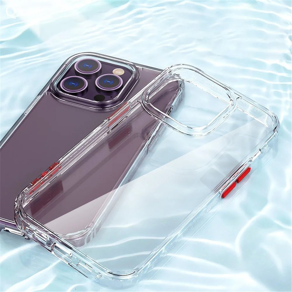 Q.COO Crystal Series for iPhone 13 Pro Max Case Anti-Scratch Hard PC + Soft TPU Phone Cover - Transparent Black - 4