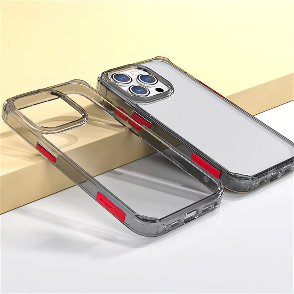 Q.COO Crystal Series for iPhone 13 Pro Case Clear Design PC+TPU Drop Protection Phone Cover - Transparent Black - 6