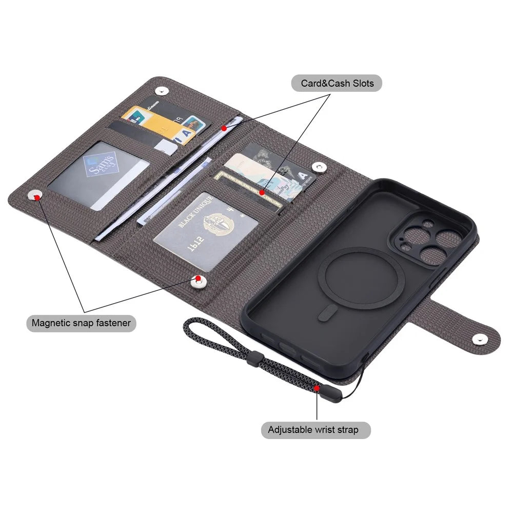 VILI GHA Series For iPhone 15 Pro Case RFID Blocking Card Holder Phone Cover Compatible with MagSafe - Grey - 4