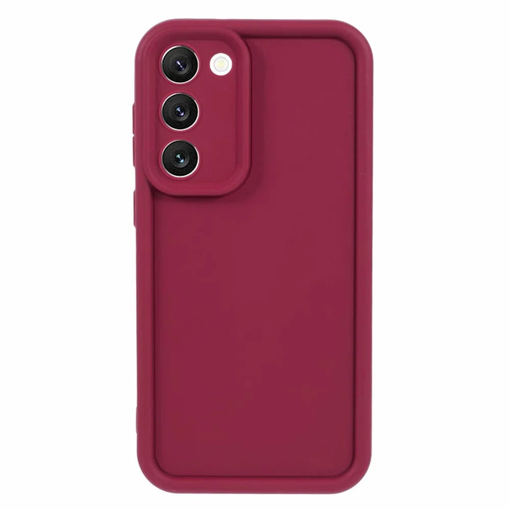 For Samsung Galaxy S23 Case Shockproof Soft TPU Fingerprint-free Phone Cover - Wine Red - 1