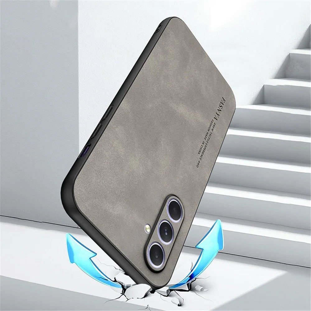 For Samsung Galaxy A14 5G / A14 4G Case TPU + PU Comfort-Grip Skin-Feel Smartphone Case - Grey - 3