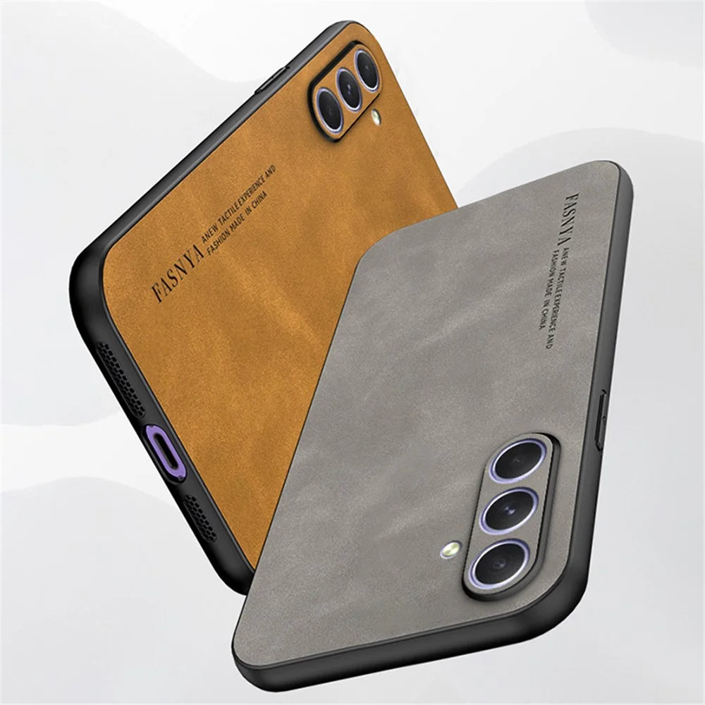 For Samsung Galaxy A14 5G / A14 4G Case TPU + PU Comfort-Grip Skin-Feel Smartphone Case - Grey - 4
