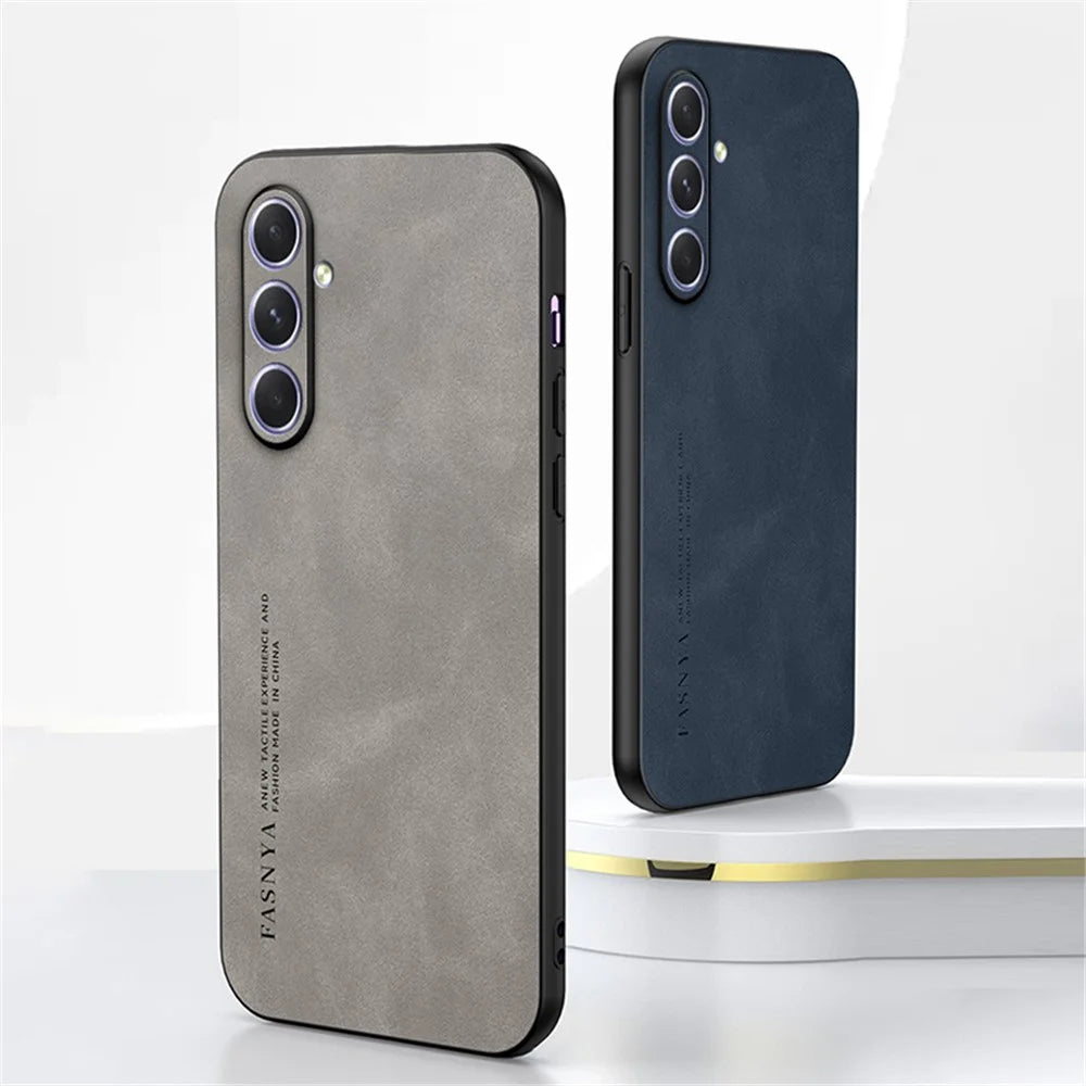 For Samsung Galaxy A14 5G / A14 4G Case TPU + PU Comfort-Grip Skin-Feel Smartphone Case - Grey - 7