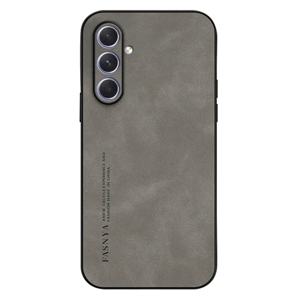 For Samsung Galaxy A35 5G Case Skin-Touch TPU + PU Slim Cell Phone Case - Grey - 1