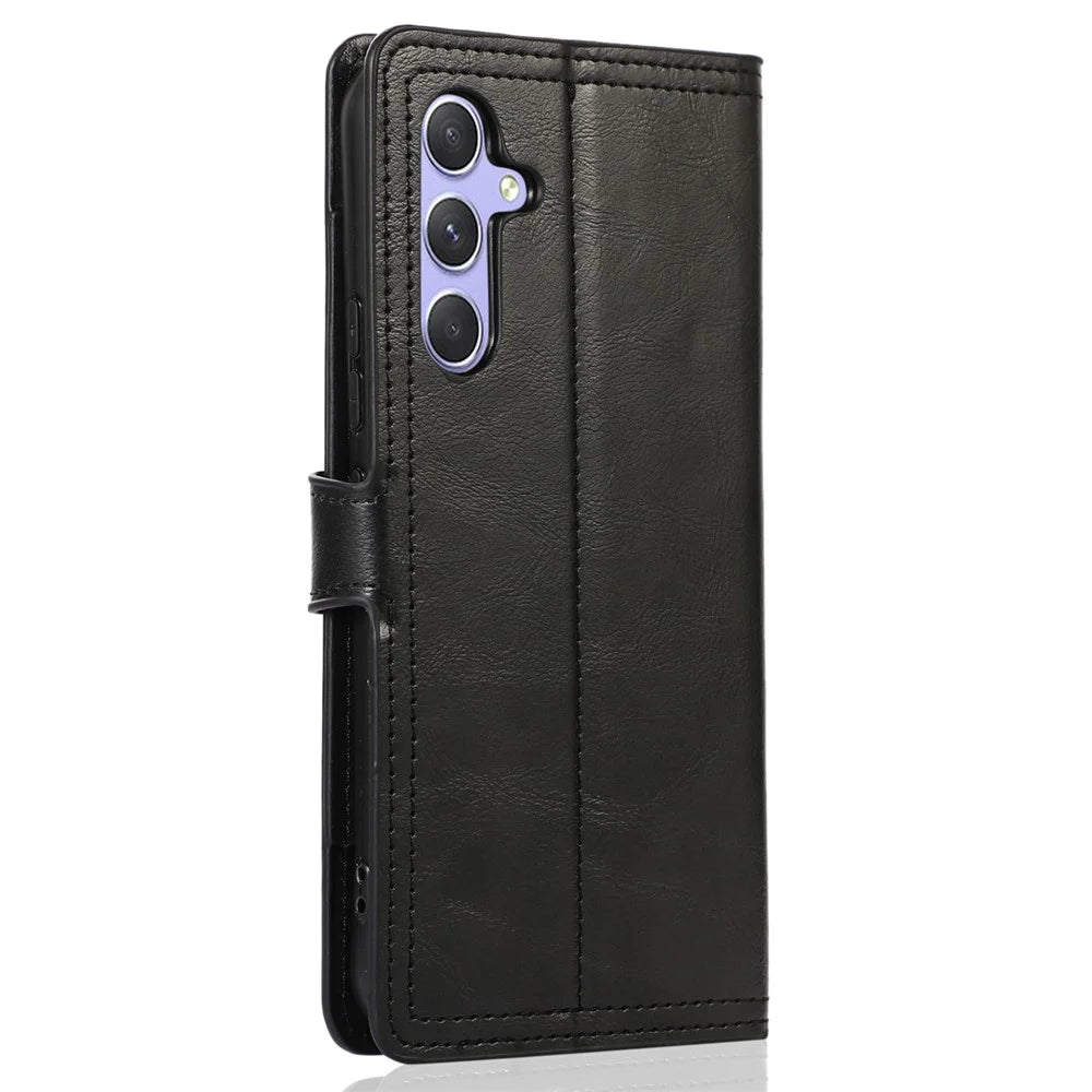 For Samsung Galaxy A55 5G Leather Case Zipper Wallet Stand Phone Cover - Black - 7