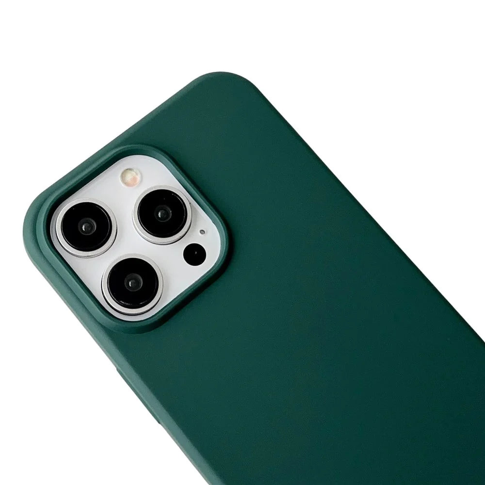 For iPhone 14 Pro Liquid Silicone Case Skin Like Feel Crossbody Phone Cover - Blackish Green - 2