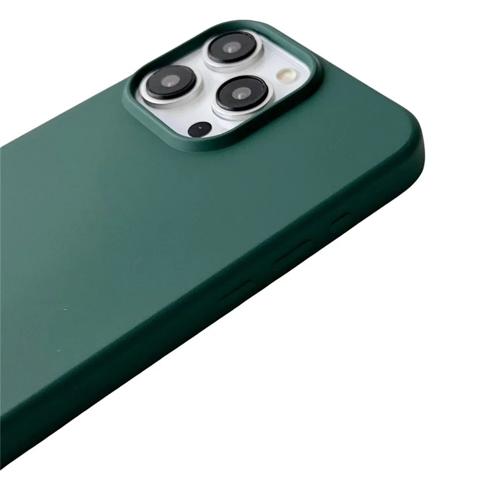 For iPhone 15 Pro Max Case Soft Touch Liquid Silicone Phone Cover with Neck Lanyard Strap - Blackish Green - 4